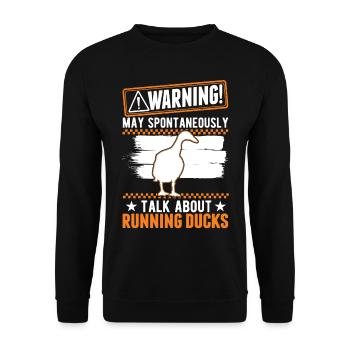 Warning Running Bottle Duck Running Duck - Unisex Sweatshirt - black - Front - Alina (178cm) & Michal (187cm)