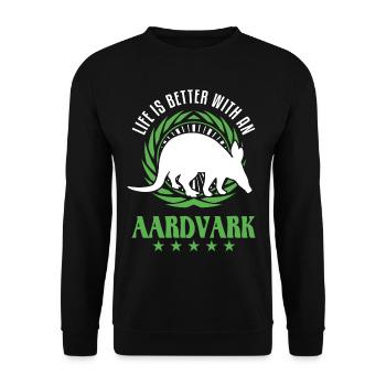 La vie est meilleure avec un Aardvark Erdferkel - Sweat-shirt Unisexe - noir - Devant - Alina (178cm) & Michal (187cm)
