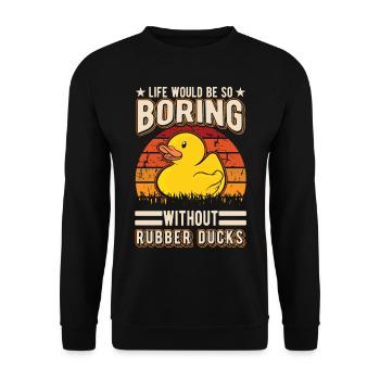 Canard en caoutchouc Cadeau Canard Grinçant Canard Bain Canard - Sweat-shirt Unisexe - noir - Devant - Alina (178cm) & Michal (187cm)