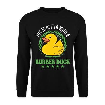 La vie est meilleure avec un Rubber Duck Gummiente - Sweat-shirt Unisexe - noir - Devant - Alina (178cm) & Michal (187cm)