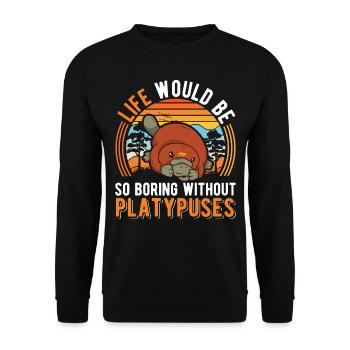 Ornithorynque Cadeau Ornithorynque - Sweat-shirt Unisexe - noir - Devant - Alina (178cm) & Michal (187cm)