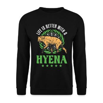 La vie est meilleure avec une Hyène Loup de Terre Hyène - Sweat-shirt Unisexe - noir - Devant - Alina (178cm) & Michal (187cm)