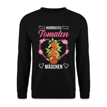 Verrücktes Tomaten Mädchen Tomatenzüchterin - Unisex Pullover - Schwarz - Vorne - Alina (178cm) & Michal (187cm)