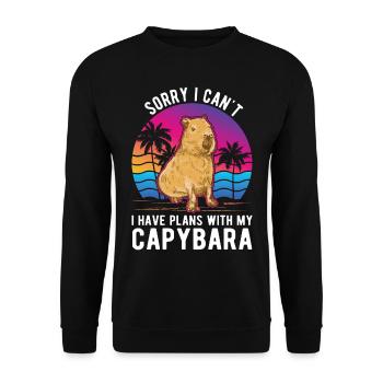 Capybara Geschenk Wasserschwein - Unisex Pullover - Schwarz - Vorne - Alina (178cm) & Michal (187cm)