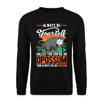 Opossum Geschenk Possum Beutelratte - Unisex Pullover - Schwarz - Vorne - Alina (178cm) & Michal (187cm)