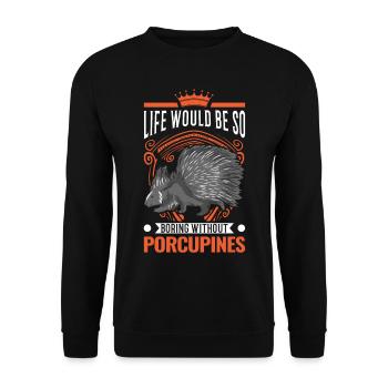 Porc-épic Cadeau Porc-épic - Sweat-shirt Unisexe - noir - Devant - Alina (178cm) & Michal (187cm)