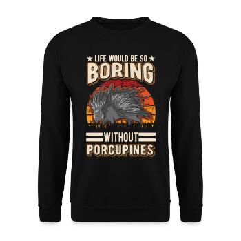 Porc-épic Cadeau Porc-épic - Sweat-shirt Unisexe - noir - Devant - Alina (178cm) & Michal (187cm)
