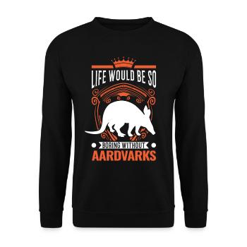 Erdferkel Geschenk Aardvark - Unisex Pullover - Schwarz - Vorne - Alina (178cm) & Michal (187cm)
