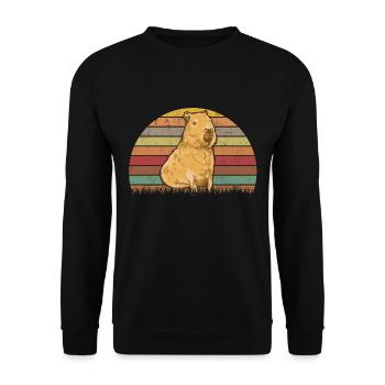 Capybara Retro Wasserschwein Vintage - Sweat-shirt Unisexe - noir - Devant - Alina (178cm) & Michal (187cm)