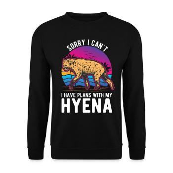 Hyäne Geschenk Erdwolf Hyena - Unisex Pullover - Schwarz - Vorne - Alina (178cm) & Michal (187cm)