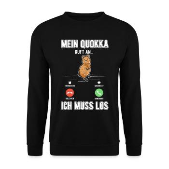 Mein Quokka ruft an Kurzschwanzkänguru - Unisex Pullover - Schwarz - Vorne - Alina (178cm) & Michal (187cm)