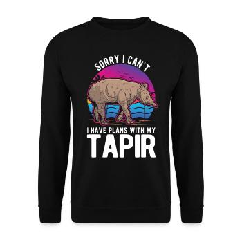 Désolé, je ne peux pas avoir de plans avec mon Tapir - Sweat-shirt Unisexe - noir - Devant - Alina (178cm) & Michal (187cm)