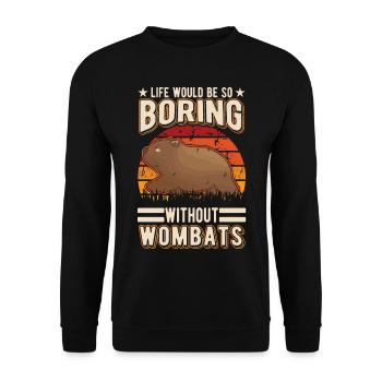 Australischer Wombat - Unisex Pullover - Schwarz - Vorne - Alina (178cm) & Michal (187cm)