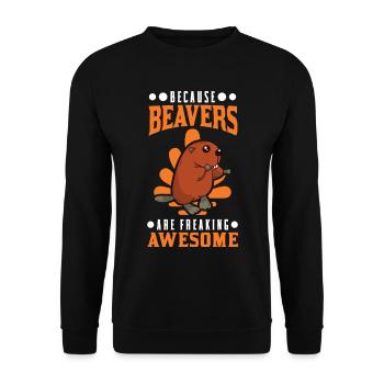 Because Beavers are freaking awesome Biber - Unisex Pullover - Schwarz - Vorne - Alina (178cm) & Michal (187cm)