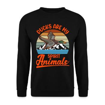Enten Spirit Animal Entenzüchter - Unisex Pullover - Schwarz - Vorne - Alina (178cm) & Michal (187cm)