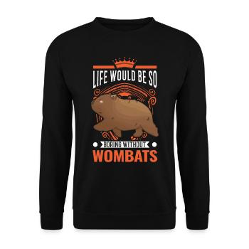 Australischer Wombat - Unisex Pullover - Schwarz - Vorne - Alina (178cm) & Michal (187cm)