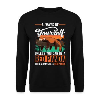 Roter Panda Geschenk Red Panda - Unisex Pullover - Schwarz - Vorne - Alina (178cm) & Michal (187cm)