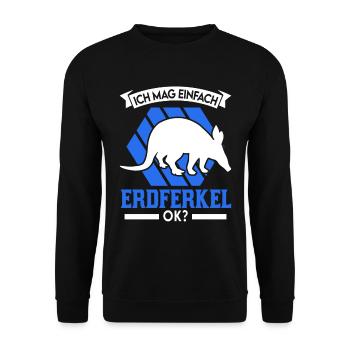 Ich mag einfach Erdferkel - Unisex Pullover - Schwarz - Vorne - Alina (178cm) & Michal (187cm)
