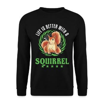La vie est meilleure avec un écureuil Eichhörnchen - Sweat-shirt Unisexe - noir - Devant - Alina (178cm) & Michal (187cm)