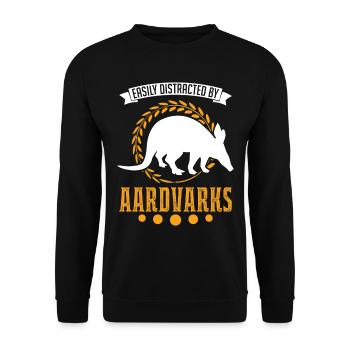 Easily distracted by Aardvarks aardvark - Unisex Sweatshirt - black - Front - Alina (178cm) & Michal (187cm)