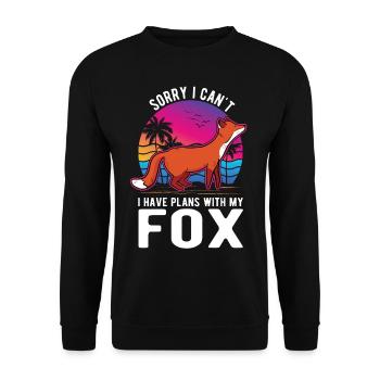 I can't I have plans with my Fox Fuchs - Unisex Sweatshirt - black - Front - Alina (178cm) & Michal (187cm)