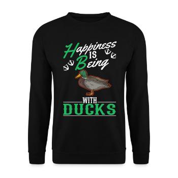 Happiness is being with Ducks Duck Duck Breeder - Unisex Sweatshirt - black - Front - Alina (178cm) & Michal (187cm)