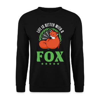 La vie est meilleure avec un Fox Rotfuchs Fuchs - Sweat-shirt Unisexe - noir - Devant - Alina (178cm) & Michal (187cm)
