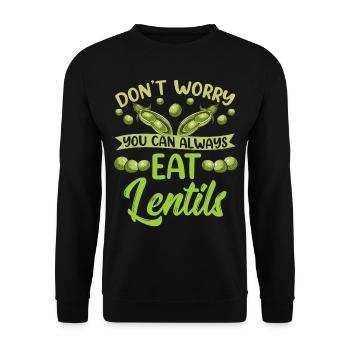 Ne vous inquiétez pas Les lentilles pouvez-vous toujours manger lentille - Sweat-shirt Unisexe - noir - Devant - Alina (178cm) & Michal (187cm)