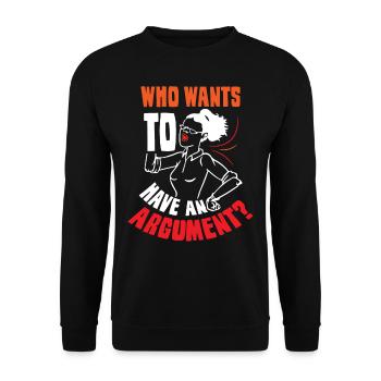 Wer Will Sich Streiten Argument Argumentieren - Unisex Pullover - Schwarz - Vorne - Alina (178cm) & Michal (187cm)