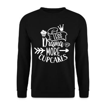 Weniger Drama Mehr Cupcakes Liebhaber Cupcake Süß - Unisex Pullover - Schwarz - Vorne - Alina (178cm) & Michal (187cm)