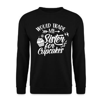 Würde Meine Schwester Für Cupcakes Eintauschen Süß - Unisex Pullover - Schwarz - Vorne - Alina (178cm) & Michal (187cm)
