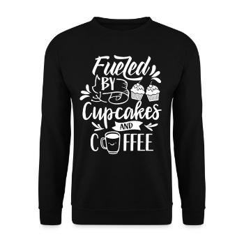 Powered By Cupcakes And Coffee Cupcake Food - Unisex Sweatshirt - black - Front - Alina (178cm) & Michal (187cm)