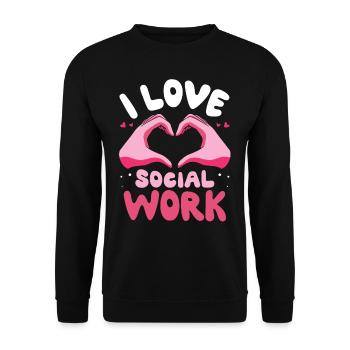 J’adore la formation de travailleur social en travail social - Sweat-shirt Unisexe - noir - Devant - Alina (178cm) & Michal (187cm)