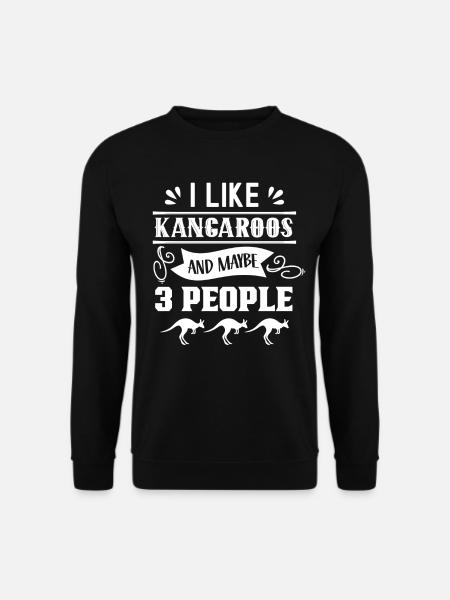 Ich Mag Kängurus Und Vielleicht 3 Menschen Tier - Unisex Pullover - Schwarz