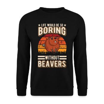 Beaver Gift Beaver Dam - Unisex Sweatshirt - black - Front - Alina (178cm) & Michal (187cm)