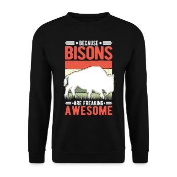 Buffalo Gift Bison Water Buffalo Buffalo - Unisex Sweatshirt - black - Front - Alina (178cm) & Michal (187cm)