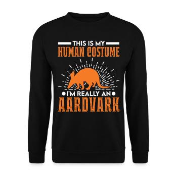 Erdferkel Costume Humain Halloween Aardvark - Sweat-shirt Unisexe - noir - Devant - Alina (178cm) & Michal (187cm)