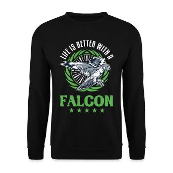 Life is better with a Falcon Falconer Falcon - Unisex Sweatshirt - black - Front - Alina (178cm) & Michal (187cm)