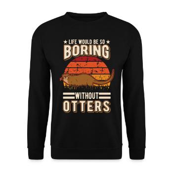 Otter Geschenk Fischotter Seeotter - Unisex Pullover - Schwarz - Vorne - Alina (178cm) & Michal (187cm)
