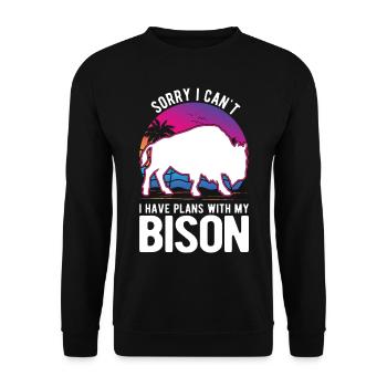 Buffle cadeau Bison buffle d’eau - Sweat-shirt Unisexe - noir - Devant - Alina (178cm) & Michal (187cm)