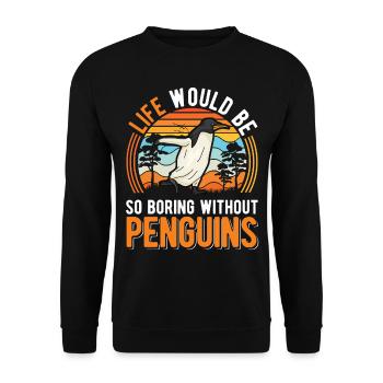 Penguin Gift Penguin - Unisex Sweatshirt - black - Front - Alina (178cm) & Michal (187cm)
