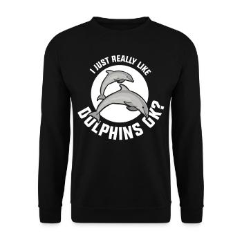J’aime les dauphins Tout simplement Très dauphins dauphin - Sweat-shirt Unisexe - noir - Devant - Alina (178cm) & Michal (187cm)