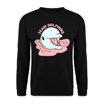 Team Dolphins Dolphin Lover Dolphin Dolphin - Unisex Sweatshirt - black - Front - Alina (178cm) & Michal (187cm)