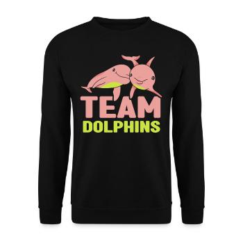 Team Dolphins Dolphin Lover Dolphin Dolphin - Unisex Sweatshirt - black - Front - Alina (178cm) & Michal (187cm)