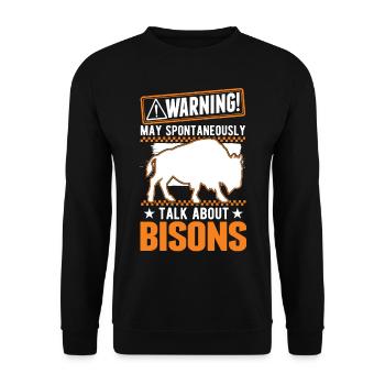 Warning Buffalo Bison Water Buffalo - Unisex Sweatshirt - black - Front - Alina (178cm) & Michal (187cm)