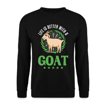 La vie est meilleure avec une chèvre Ziegenwirt Ziege - Sweat-shirt Unisexe - noir - Devant - Alina (178cm) & Michal (187cm)
