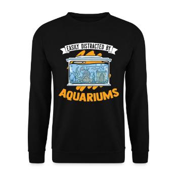 Easily distracted by Aquariums Aquaristik Aquarist - Unisex Pullover - Schwarz - Vorne - Alina (178cm) & Michal (187cm)
