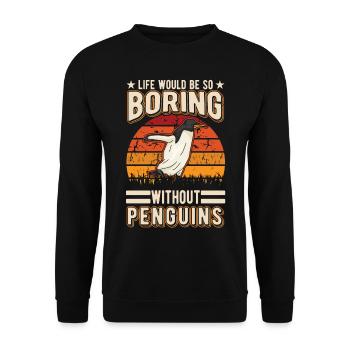 Penguin Gift Penguin - Unisex Sweatshirt - black - Front - Alina (178cm) & Michal (187cm)
