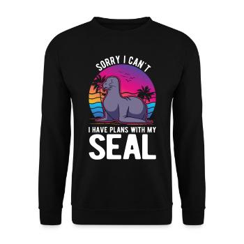 Robbe Geschenk Seelöwe Seehund - Unisex Pullover - Schwarz - Vorne - Alina (178cm) & Michal (187cm)