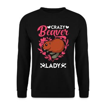 Crazy Beaver lady Biber - Unisex Sweatshirt - black - Front - Alina (178cm) & Michal (187cm)